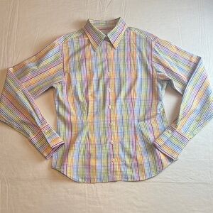 Thomas Pink Women's Multicolor Checkered Button Down Fitted Shirt Size 10
